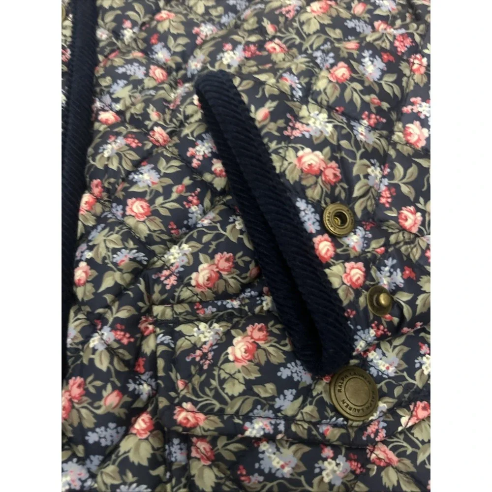 Polo Ralph Lauren 7 Coat Girls Floral Water-Resistant Barn Quilted Jacket Hooded